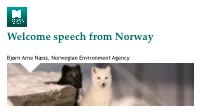 Welcome Speech from Norway