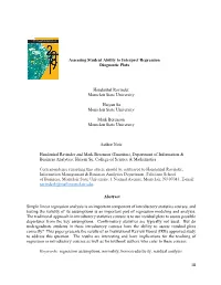 18 Assessing Student Ability to Interpret Regression Diagnostic Plots Handanhal Ravinder Montclair State University Haiyan Su