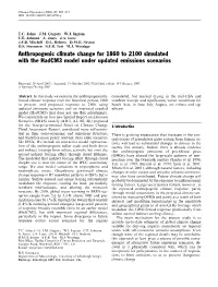 Anthropogenic Climate Change for 1860 to 2100 Simulated with the Hadcm3 Model Under Updated Emissions Scenarios
