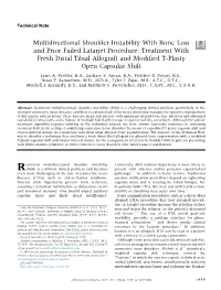 Multidirectional Shoulder Instability with Bone Loss and Prior Failed