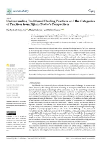Understanding Traditional Healing Practices and the Categories of Practices from Fijian Itaukei's Perspectives