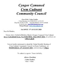WEDNESDAY, 12Th AUGUST 2020, Commencing at 7:00Pm