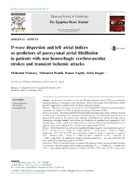 P-Wave Dispersion and Left Atrial Indices As Predictors of Paroxysmal