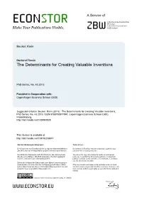 The Determinants of Valuable Inventions Karin