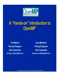 A “Hands-On” Introduction to Openmp*