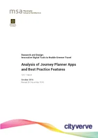 Analysis of Journey Planner Apps and Best Practice Features