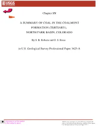 Chapter SN a SUMMARY of COAL in the COALMONT FORMATION