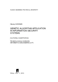 Genetic Algorithm Application in Information Security Systems