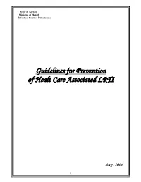 Guidelines for Prevention of Healthcare Associated Lower