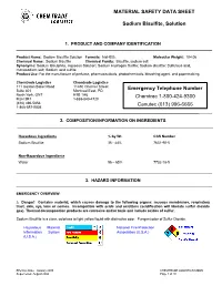 MATERIAL SAFETY DATA SHEET Sodium Bisulfite, Solution