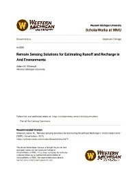 Remote Sensing Solutions for Estimating Runoff and Recharge in Arid Environments