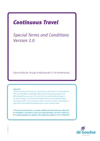 Special Terms and Conditions Continuous Travel