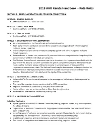 2018 AAU Karate Handbook – Kata Rules