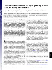 Coordinated Repression of Cell Cycle Genes by KDM5A and E2F4 During Differentiation