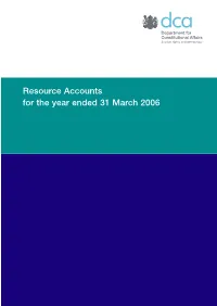 Department for Constitutional Affairs Resource Accounts for the Year