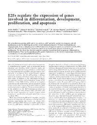 E2fs Regulate the Expression of Genes Involved in Differentiation, Development, Proliferation, and Apoptosis