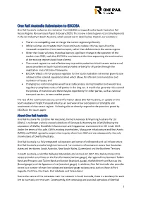 One Rail Australia Submission to ESCOSA