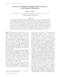 Selection in a Subdivided Population with Dominance Or Local Frequency Dependence