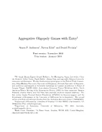 Aggregative Oligopoly Games with Entry1