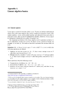 Appendix a Linear Algebra Basics