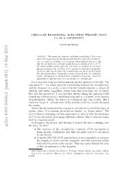 Circular Reasoning: Who First Proved That $ C/D $ Is a Constant?