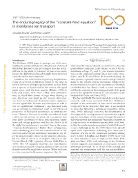 Constant-Field Equation” in Membrane Ion Transport