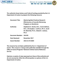 Effectiveness of Juvenile Mentoring Programs on Recidivism Author(S): Stephanie A