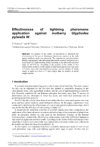Effectiveness of Lightning Pheromone Application Against Mulberry Glyphodes Pylaialis W