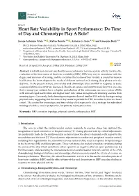 Heart Rate Variability in Sport Performance: Do Time of Day and Chronotype Play a Role?