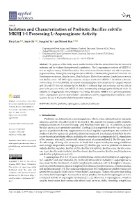 Isolation and Characterization of Probiotic Bacillus Subtilis MKHJ 1-1 Possessing L-Asparaginase Activity