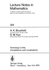 Lecture Notes in Mathematics a Collection of Informal Reports and Seminars Edited by A