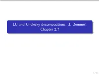 LU and Cholesky Decompositions. J. Demmel, Chapter 2.7