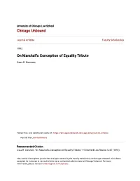 On Marshall's Conception of Equality Tribute