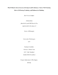 Plant-Pollinator Interactions in an Ecological and Evolutionary Context: the Promising