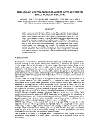 Analysis of Molten-Corium Concrete Interaction for Small Modular Reactor