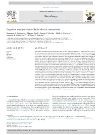 Cognitive Manipulation of Brain Electric Microstates ⁎ Benjamin A
