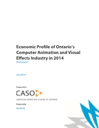 Economic Profile of Ontario's Computer Animation and Visual