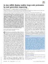 In Vivo Mrna Display Enables Large-Scale Proteomics by Next Generation Sequencing