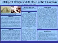 Intelligent Design and Its Place in the Classroom by Victor Trinh & Micky Mezgebu