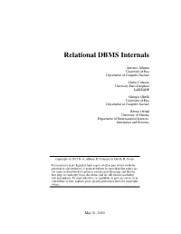Relational DBMS Internals