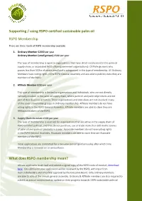Supporting / Using RSPO Certified Sustainable Palm Oil