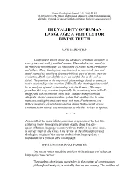 The Validity of Human Language: a Vehicle for Divine Truth
