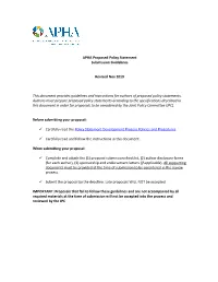 APHA Proposed Policy Statement Submission Guidelines