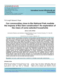 Can Communities Close to Bui National Park Mediate the Impacts of Bui Dam Construction? an Exploration of the Views of Some Selected Households