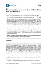 Ekklesia and Ecumenism in the Body of Christ: Unity from the Ground-Up