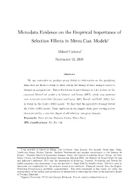Microdata Evidence on the Empirical Importance of Selection Effects In