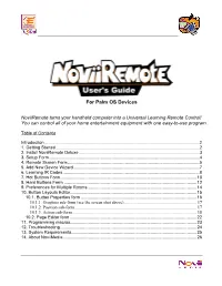 Noviiremote Deluxe for Palm OS ®, Ver 3.5 User's Guide