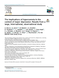 The Implications of Hypersomnia in the Context of Major Depression: Results from a Large, International, Observational Study