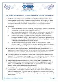 The Rowdown Inspire to Aspire Foundation Tuition Programme