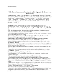 Title: the Anthropocene Is Functionally and Stratigraphically Distinct from the Holocene Authors: Colin N